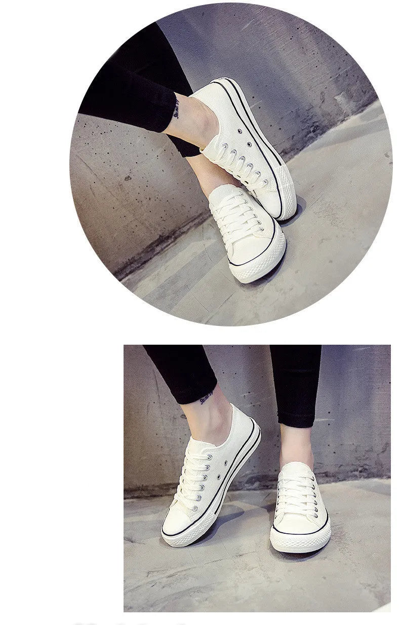Women's solid colour canvas slip-on sneaker in black on a white background.