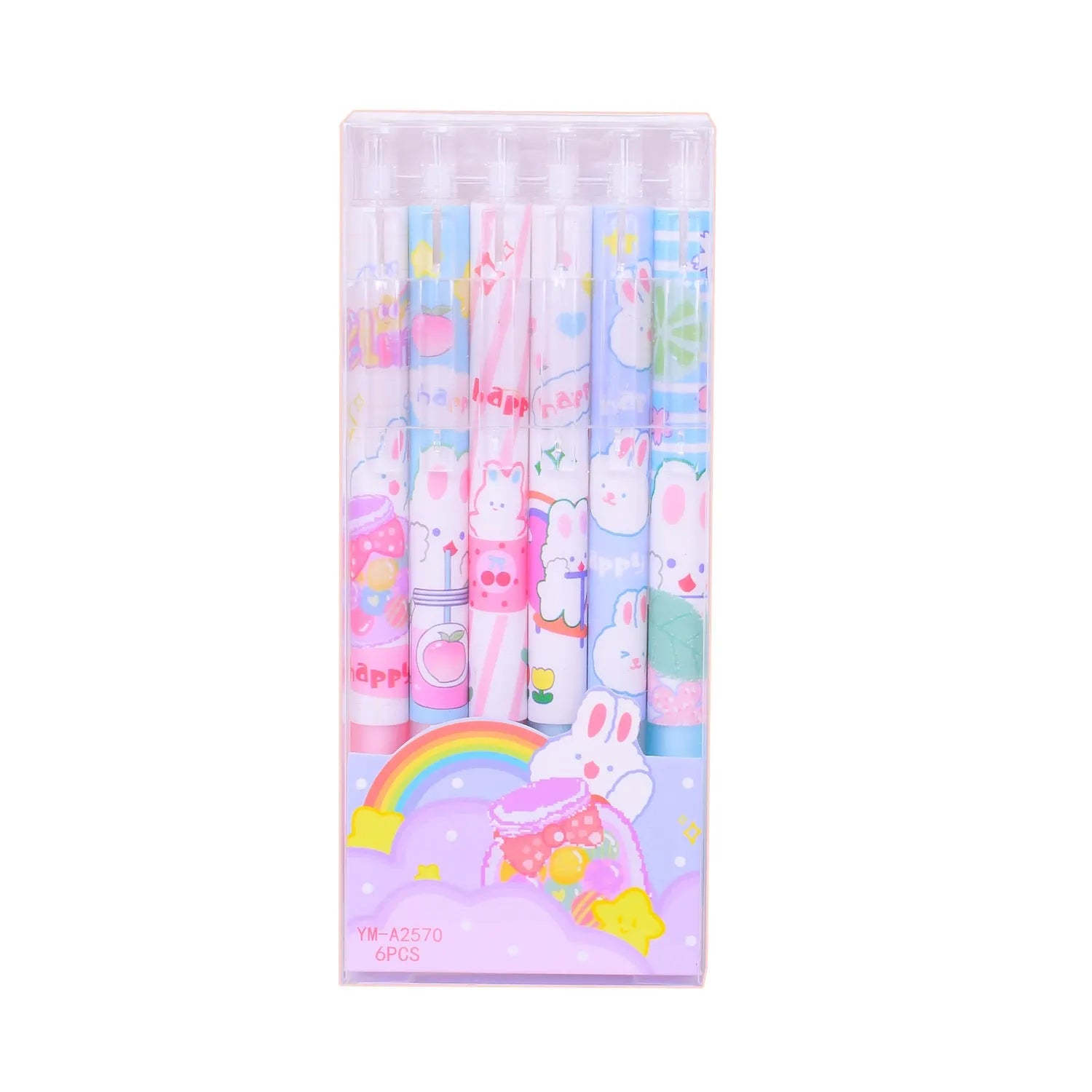 Cartoon bunny student stationery pen with 0.5mm black tip and plastic shell