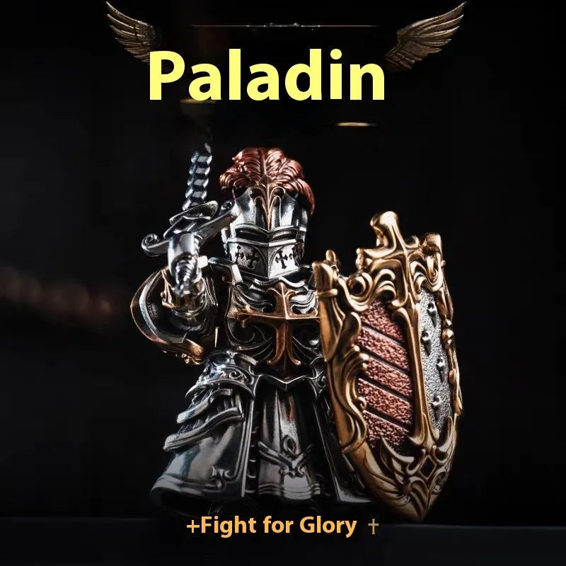 Paladin national style crusader decorative ornament set with holy sword, cloak, shield, and angel wings on display