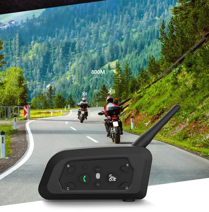 V6 Pro motorcycle helmet Bluetooth intercom unit with mounting clip and accessories
