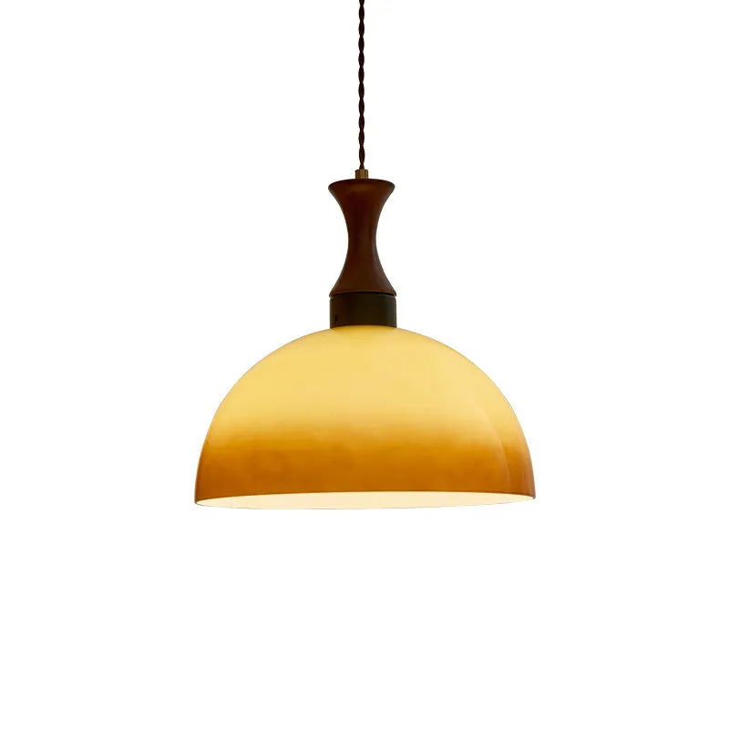 Retro glass pendant light semicircle 30cm tri-colour for dining room