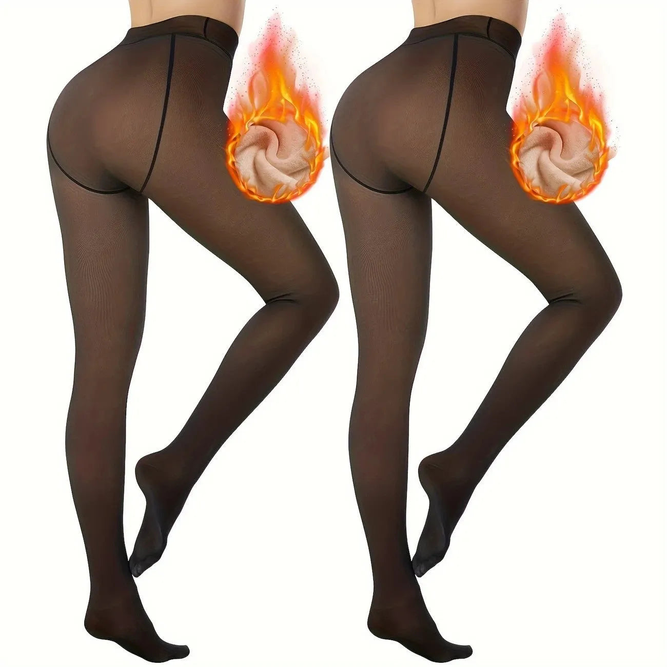 Anti-snagging warm outerwear leggings with wool lining in black, coffee, and silver silk colours.