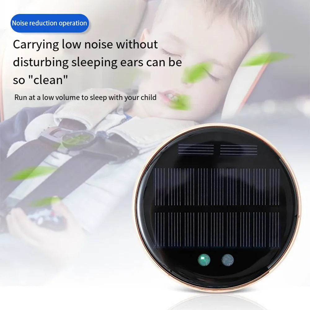 Car mounted solar air humidifier in black colour installed on vehicle air conditioning outlet