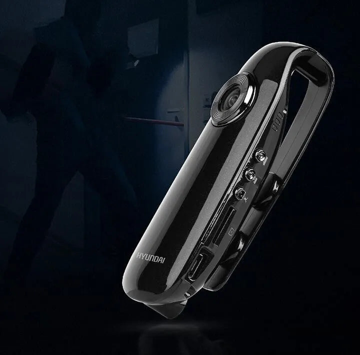 Black portable HD video recording pen with 1080p resolution and USB cable