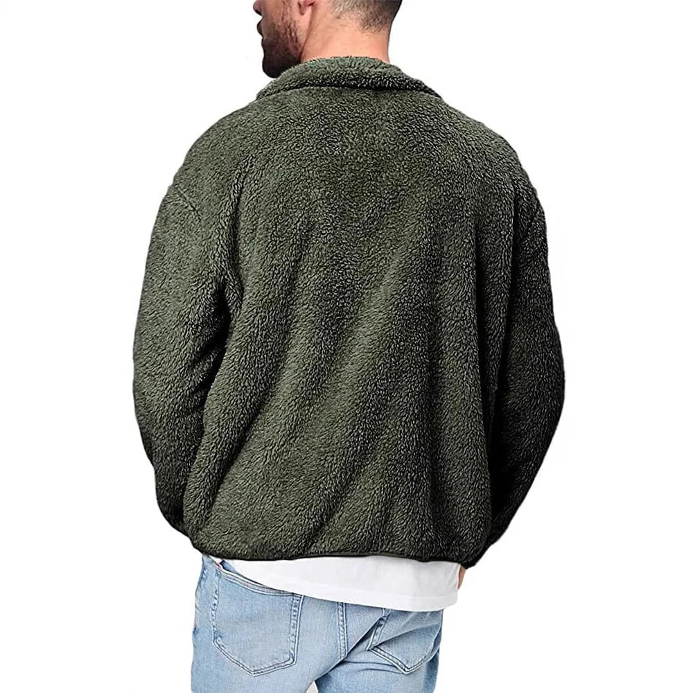 Casual men's solid colour polyester hooded jacket in gray with hood, front view