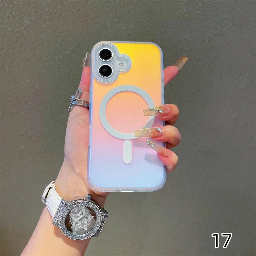 Laser gradient frosted magnetic phone case for iPhone 17 in TPU+PC material