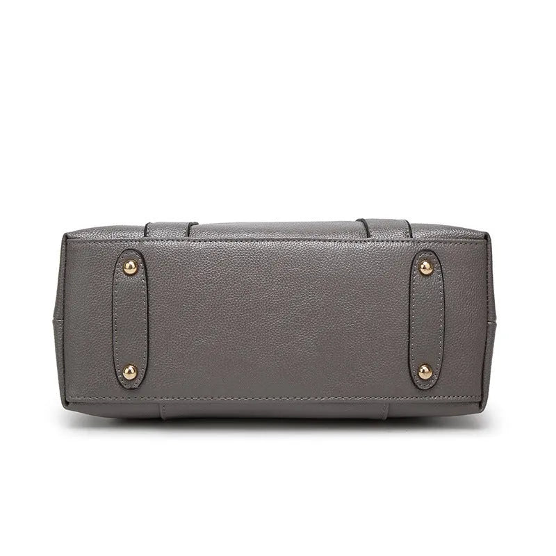 Women's PU leather handbag with lychee pattern, 33cm x 13cm x 23cm, in wine red, black, gray, or blue.