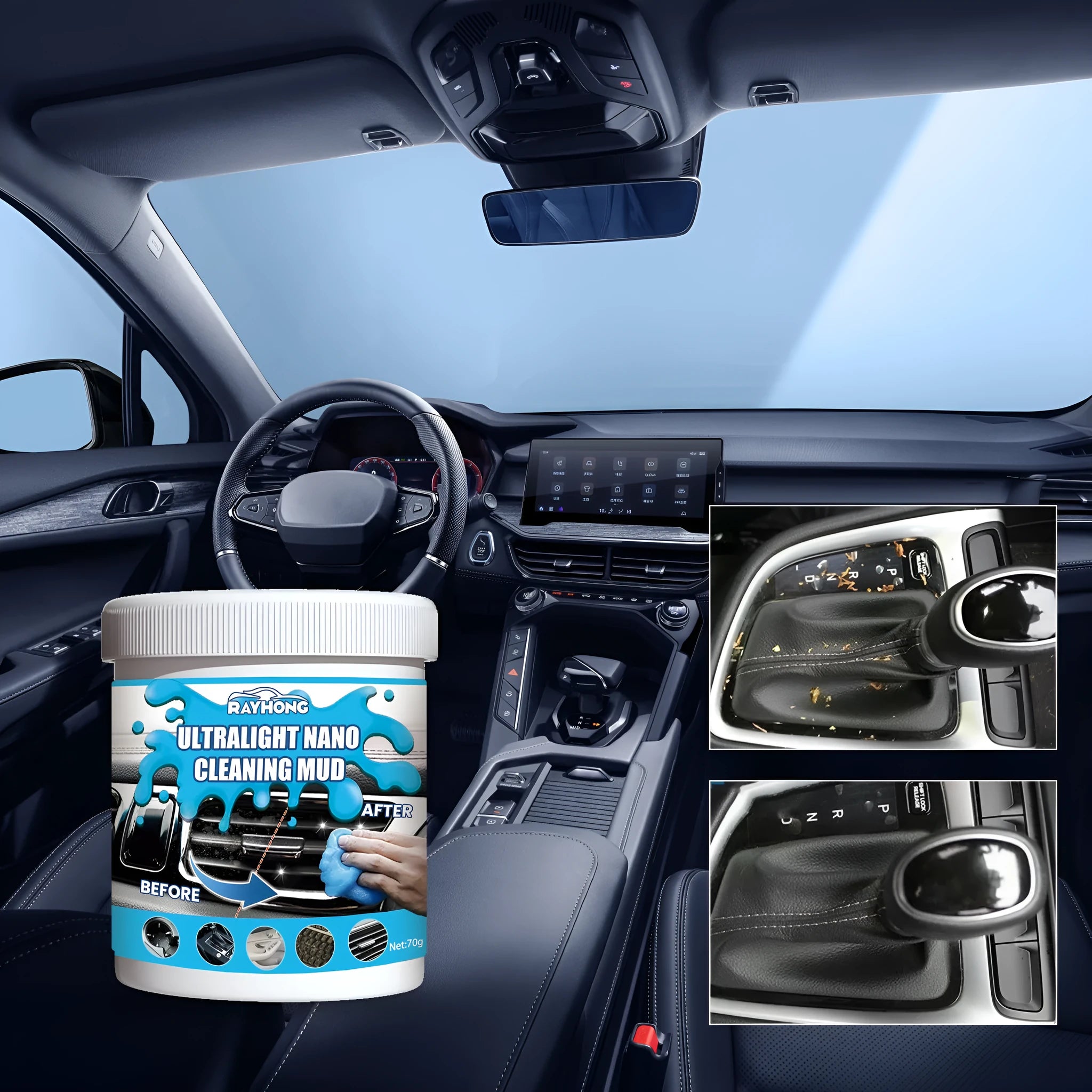 Car cleaning interior soft gel adhesive for dust removal from vents and gaps.