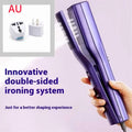 Handheld garment steamer with AI temperature control display showing dual heating modes for hanging and flat ironing