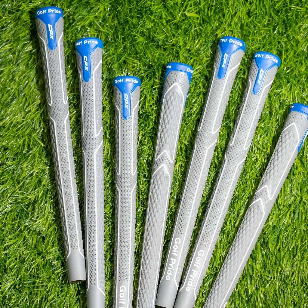Natural rubber and cotton yarn golf club grip in female, standard, medium and large sizes
