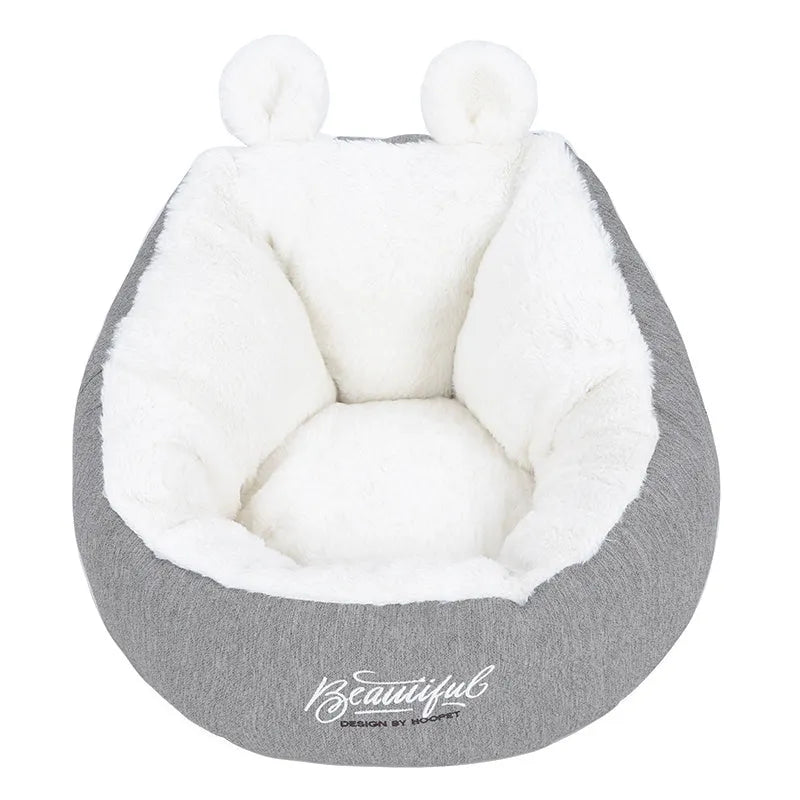 Warming pet dog bed cotton cushion in grey for small puppies size S and M