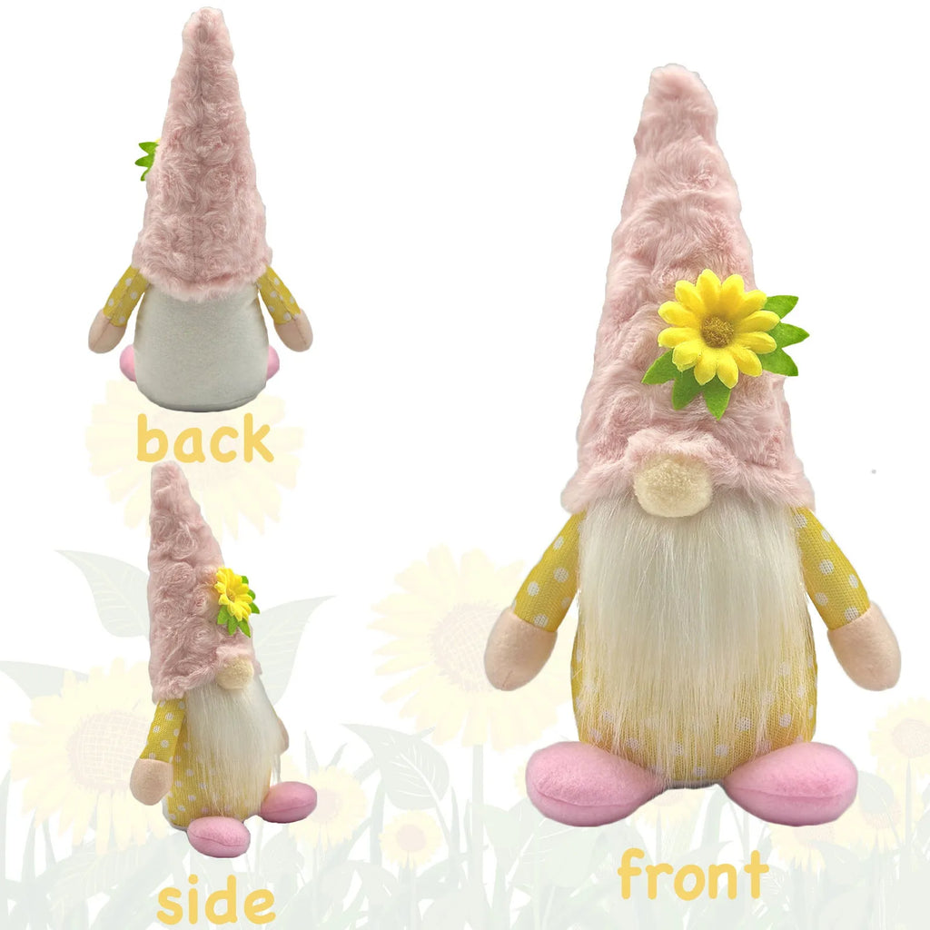 Faceless Rudolf cloth doll ornament in yellow hooded style for spring window decoration