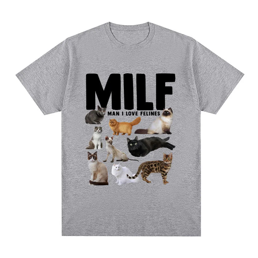 Casual cat lovers graphic t-shirt with geometric print in multiple colour options on a cotton pullover.