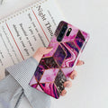 Electroplated marble design TPU mobile phone case for Huawei and Samsung phones in multiple colours.