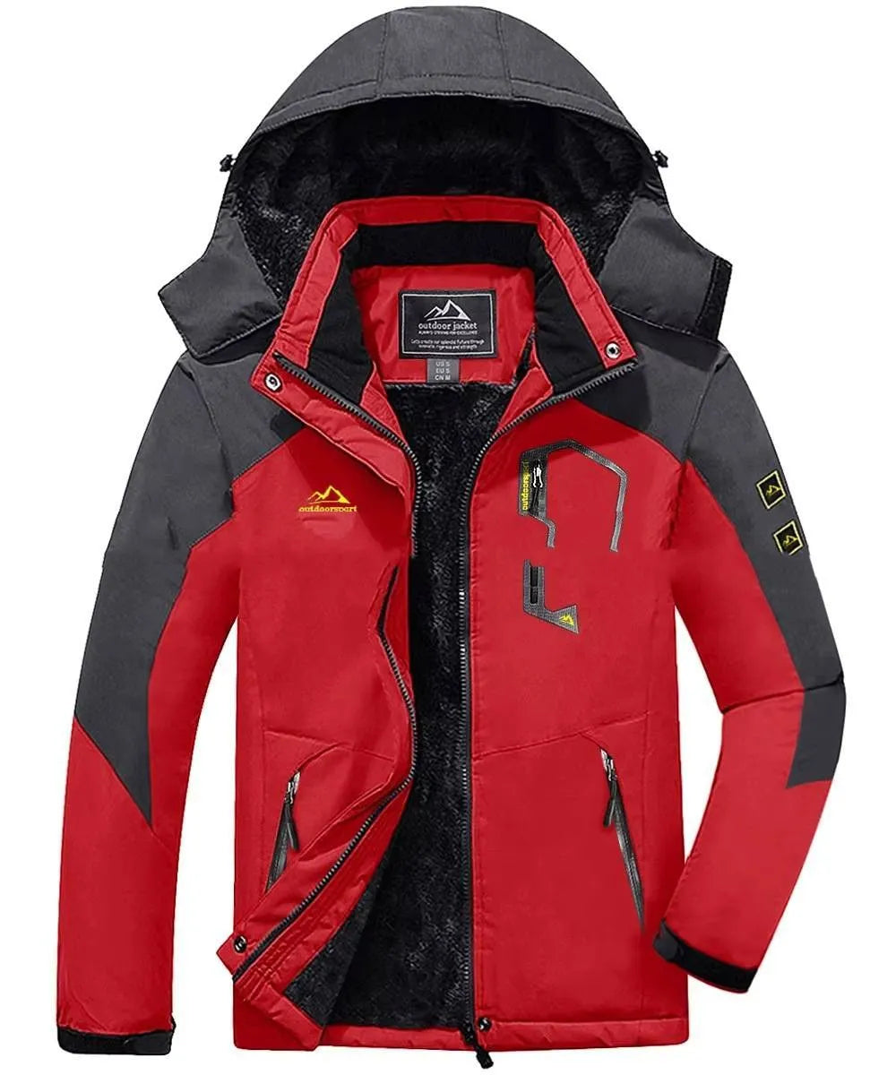 Men's waterproof hooded jacket in 100% polyester, shown in available colours and sizes XL to 7XL