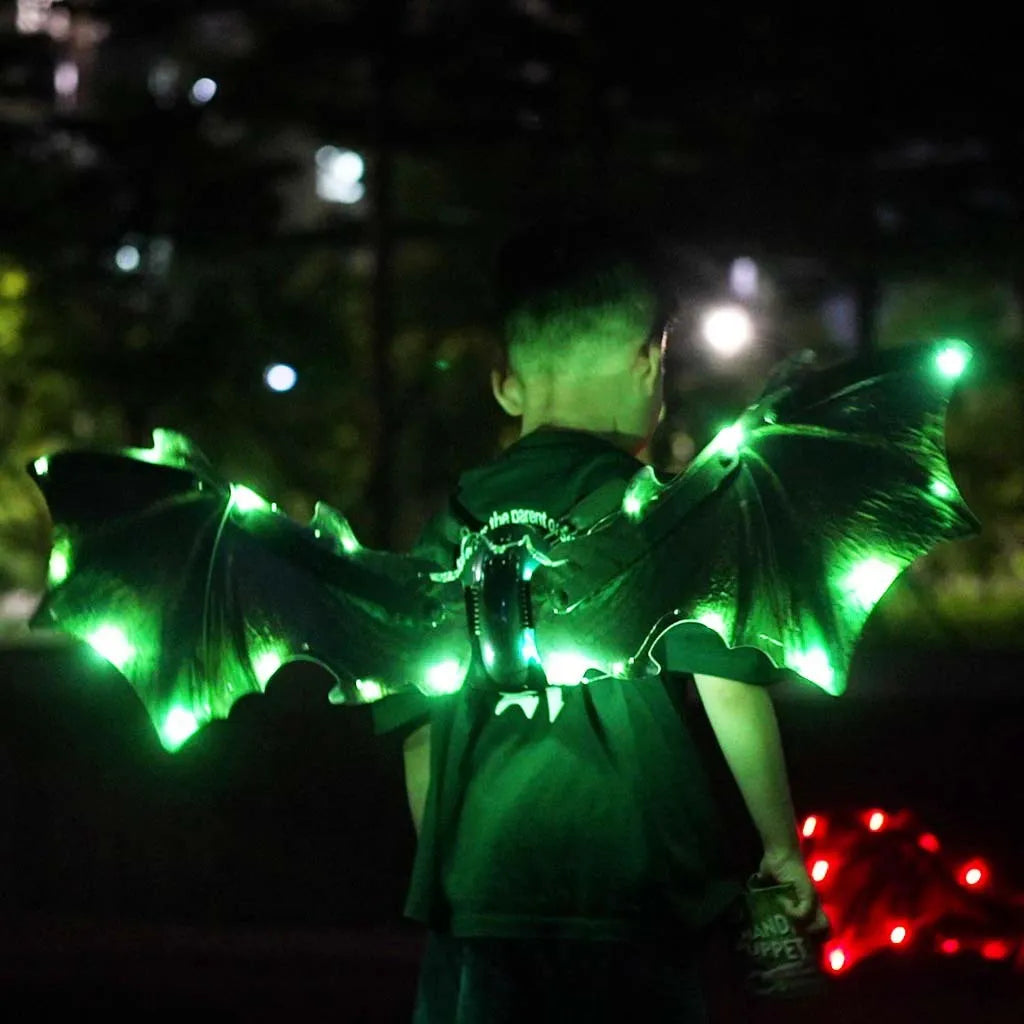 Children's luminous dinosaur butterfly wings toy, 85 cm plastic, green style, glowing effect