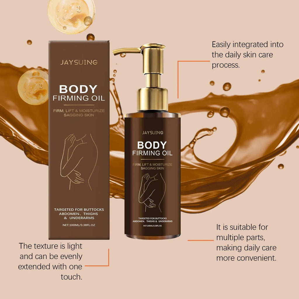 100ml bottle of nourishing firming body oil with coffee seed oil and hyaluronic acid formula