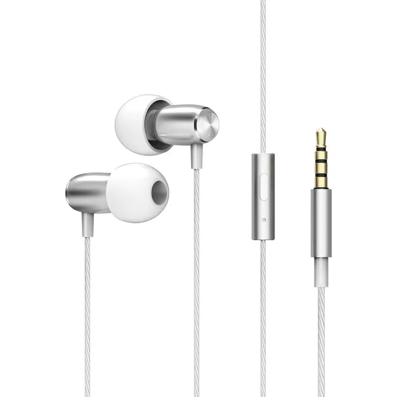 In-ear wired headset with 3.5mm plug subwoofer bass dynamic driver black colour