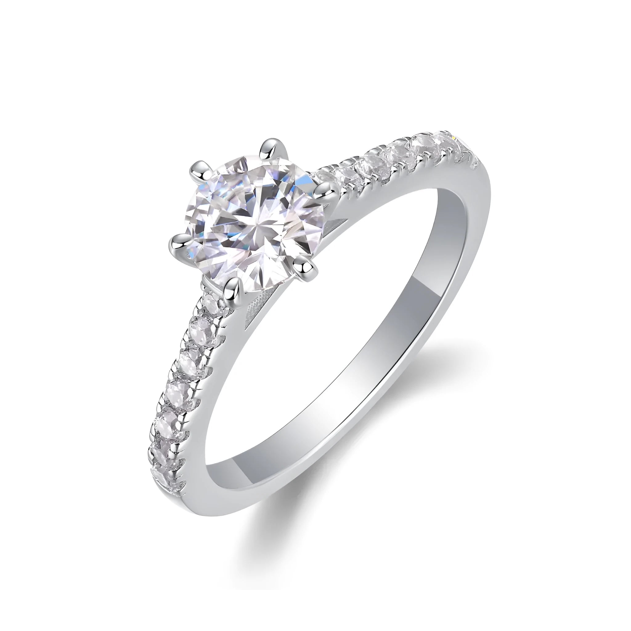 1-carat moissanite wedding ring set, S925 silver platinum plated, gift box, ring sizes 5-9