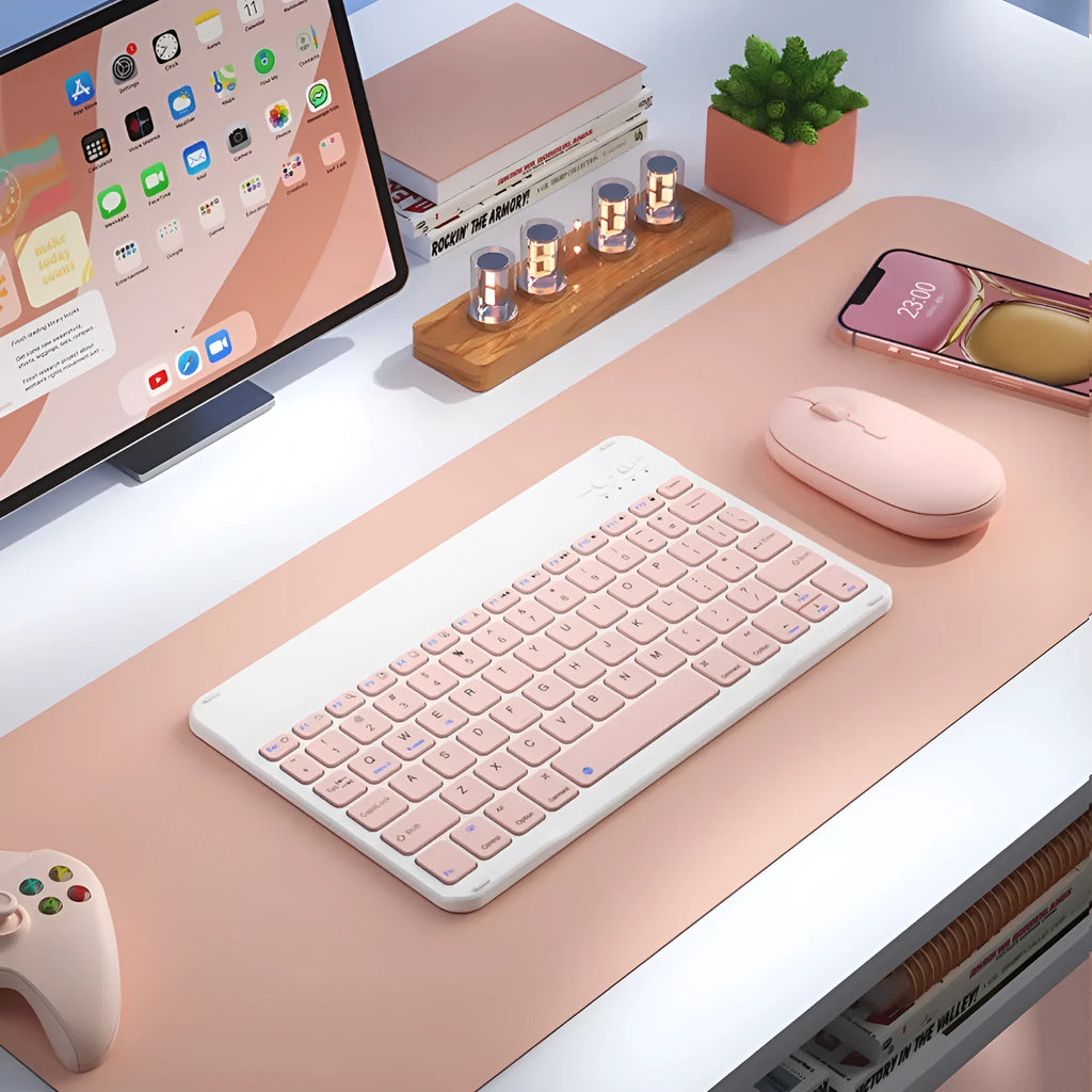 Slim Bluetooth wireless keyboard for tablets in Elegant White colour with USB charging cable
