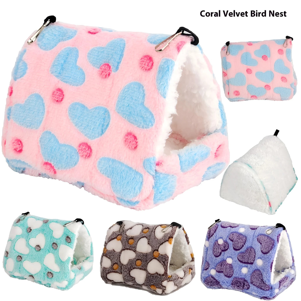 Flannel thermal pet nest for hamsters parrots hedgehogs – Love Coffee colour, 14x12cm size