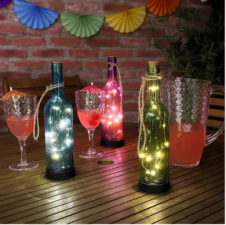 Copper wire LED light string with battery box showing flexible decorative lighting