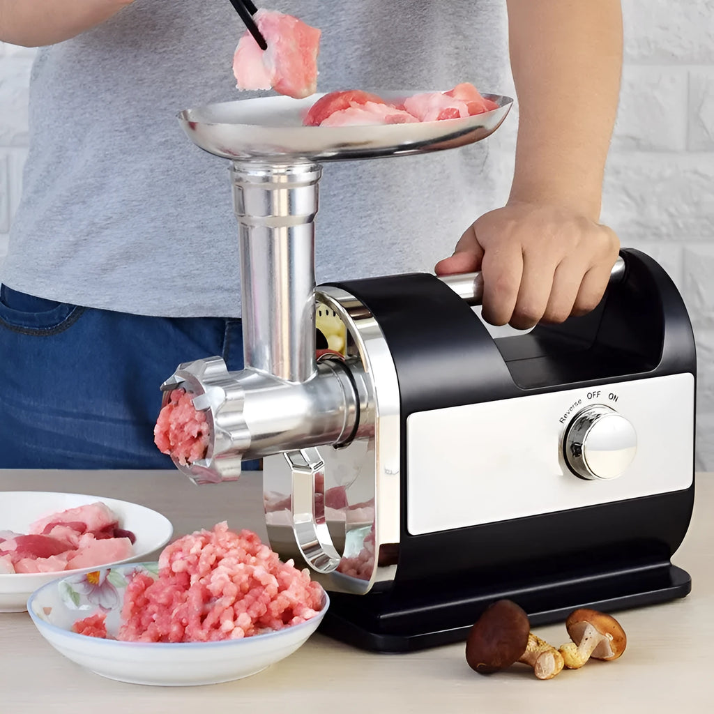 Fashion Simple Home Electric Meat Grinder matte black stainless steel body 285x160x335mm