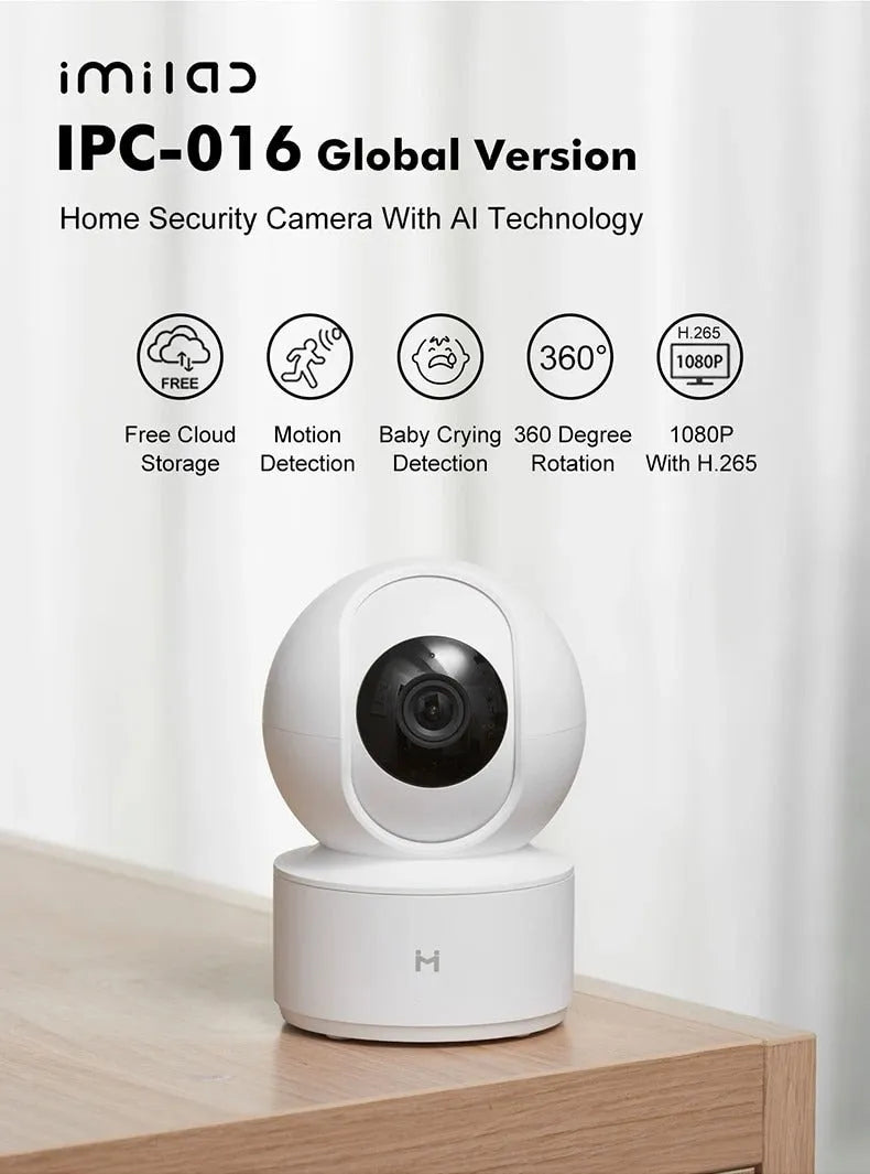 White Xiaobai smart camera with 110-degree lens for 1080p HD indoor monitoring