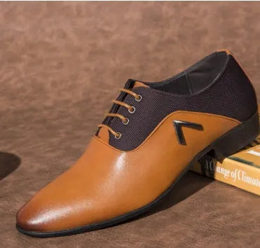 Men's black artificial PU low-top Oxford shoes with a rubber sole on a white background.