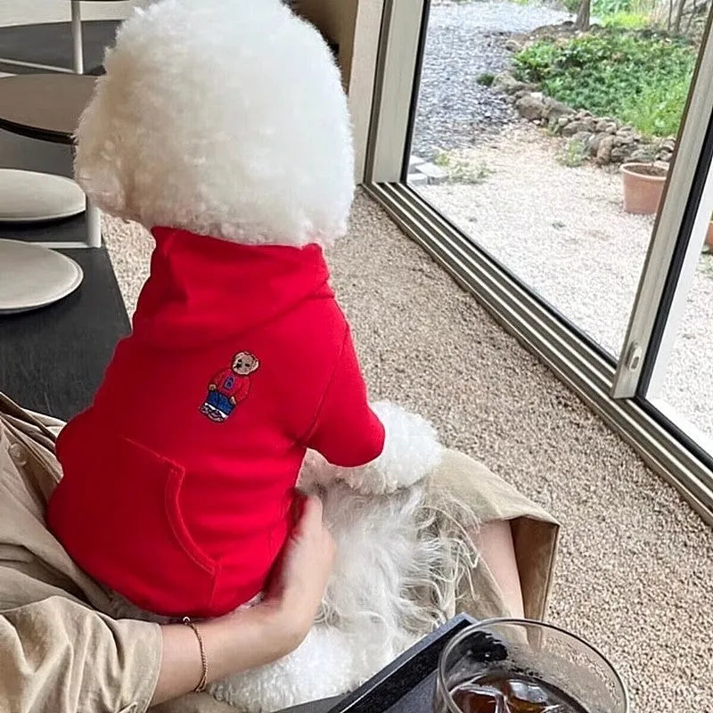 Cartoon bear satchel dog sweater in polyester, casual style, available in multiple colours and sizes