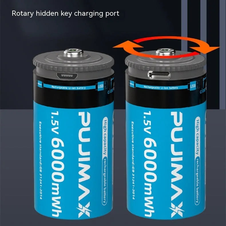 Rechargeable C type battery 6000mWh with USB charging port, 32mm x 61mm