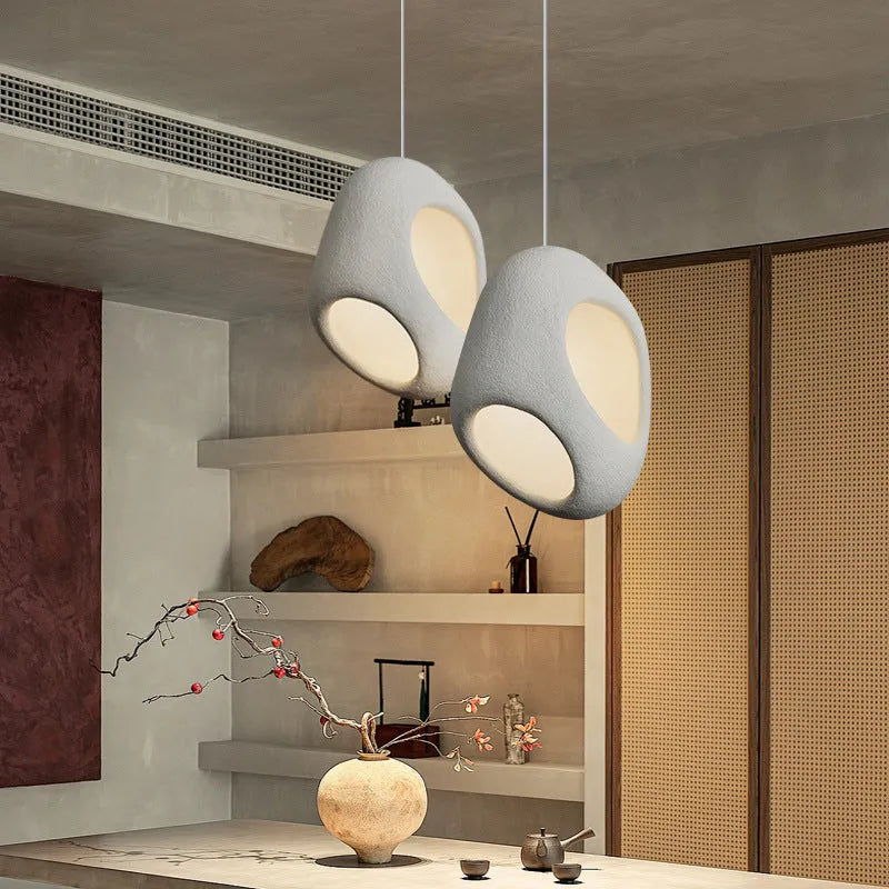 Creative single head retro ceiling light in high density polystyrene, white finish