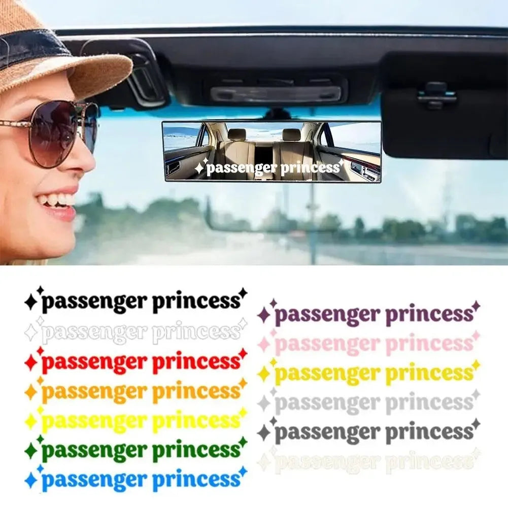 Car interior creative stickers in white, black, pink and rainbow colours measuring 10x2cm