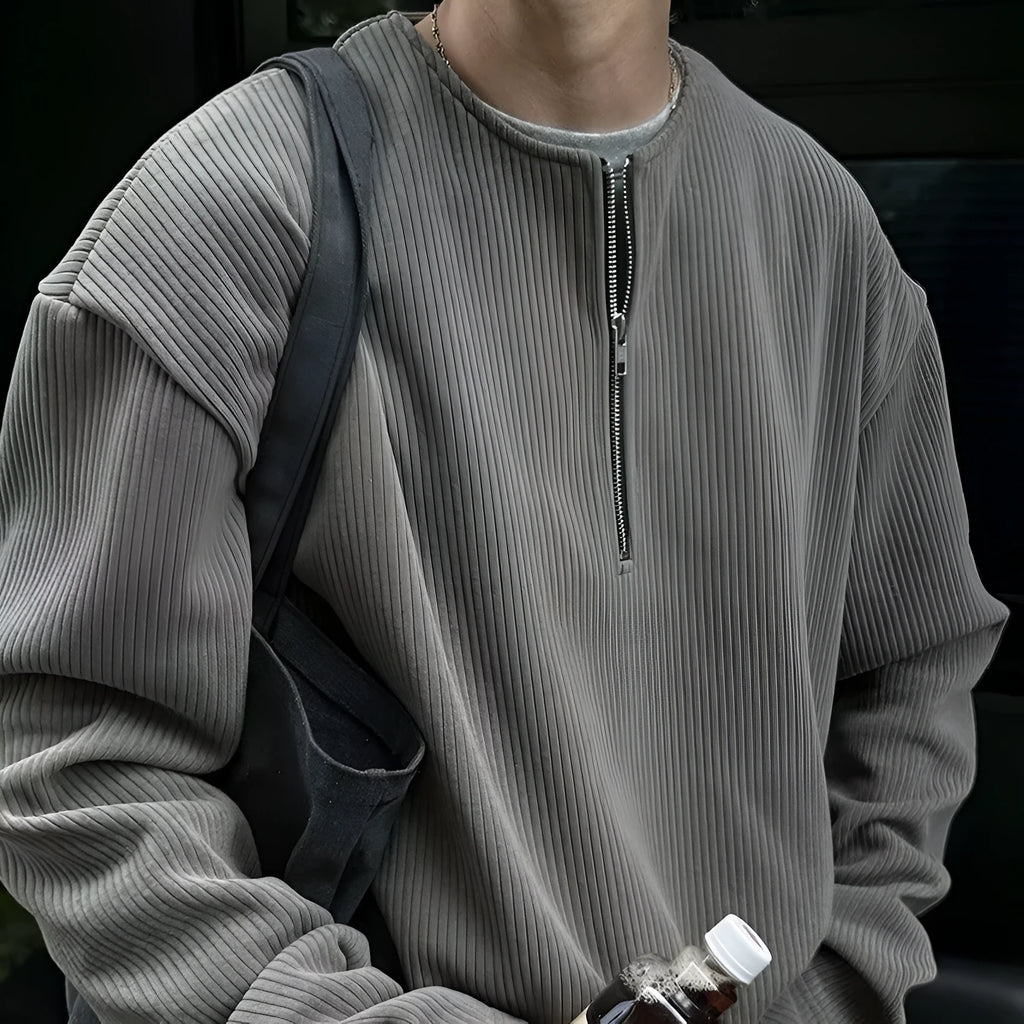Women's solid colour loose long sleeve pullover top in grey, black, or apricot with letter pattern.