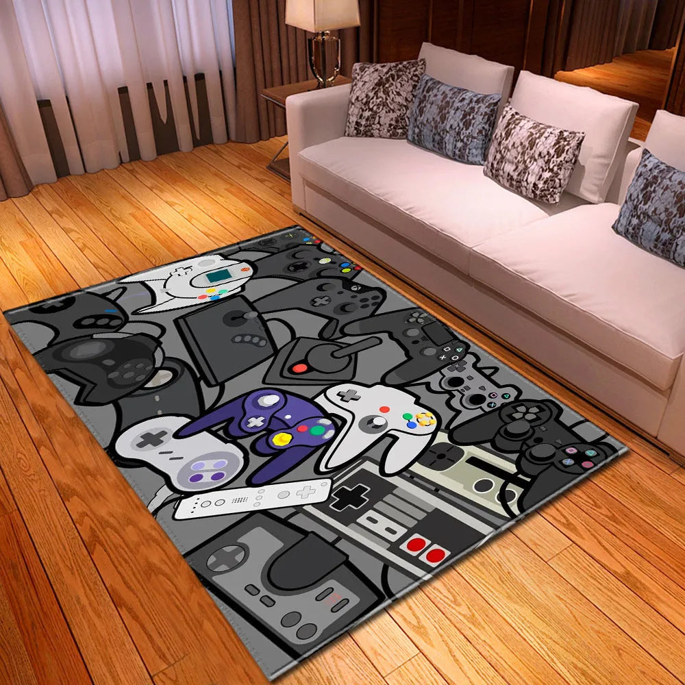 Rectangular cartoon polyester floor mat, 99.1 x 152.4cm, machine woven and machine washable