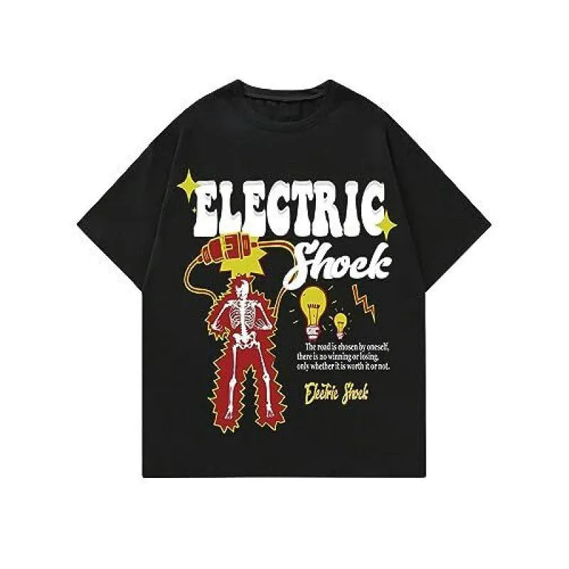 Men's short-sleeved street sports T-shirt with digital printed pattern on flat mop cloth fabric