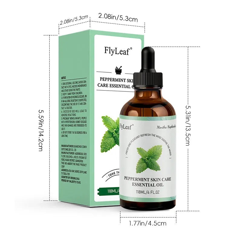 118ml bottle of pure natural peppermint essential body oil for aromatherapy diffuser and massage use