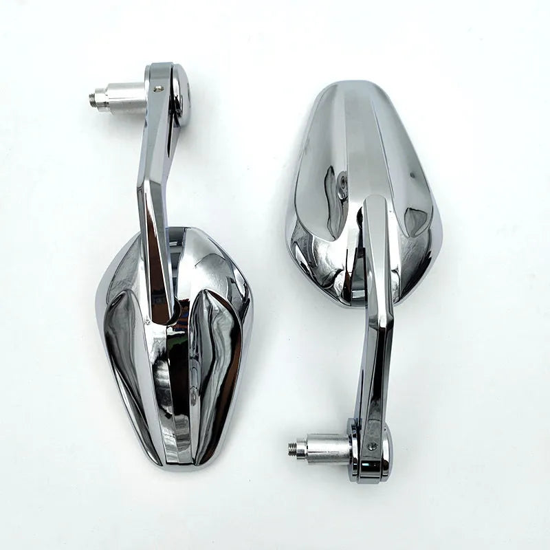 Pair of aluminium alloy motorcycle handle mirrors with retro head design in black electroplating finish