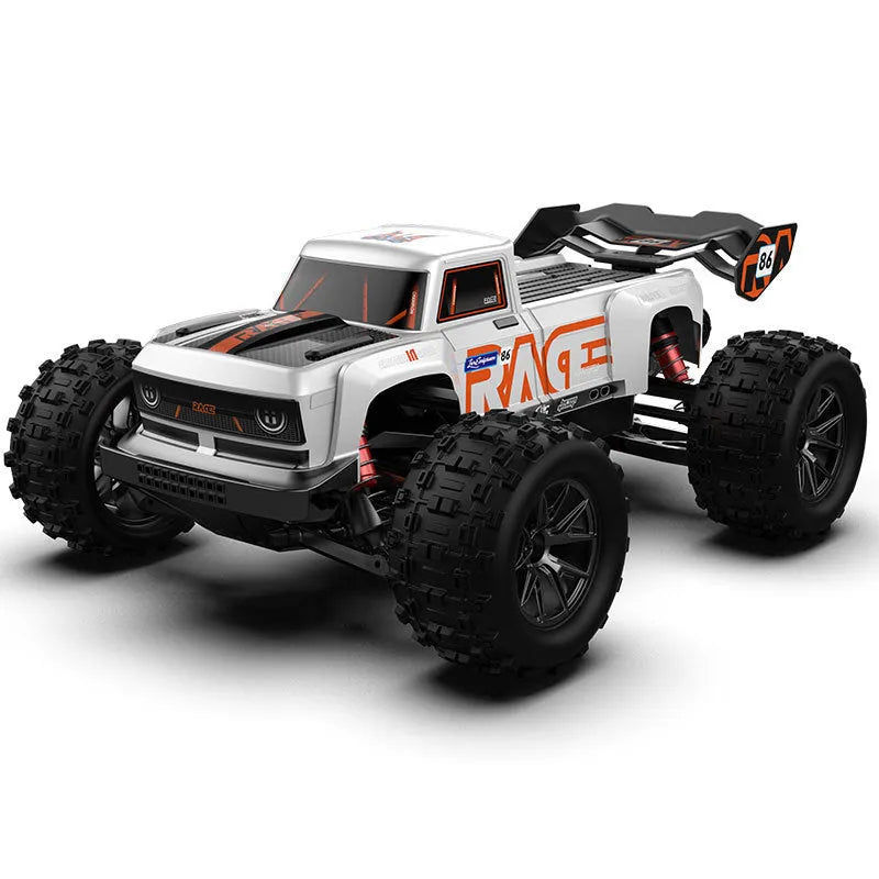 1:16 scale four-wheel drive brushless remote control car toy with metal construction and LED front lights
