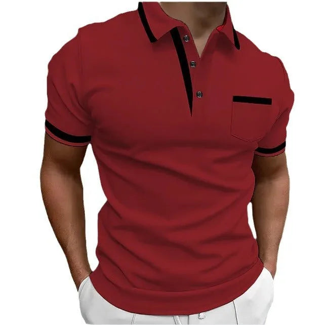 Men's casual square collar double buckle printed short sleeve shirt, green colour, slim fit polyester top on white background