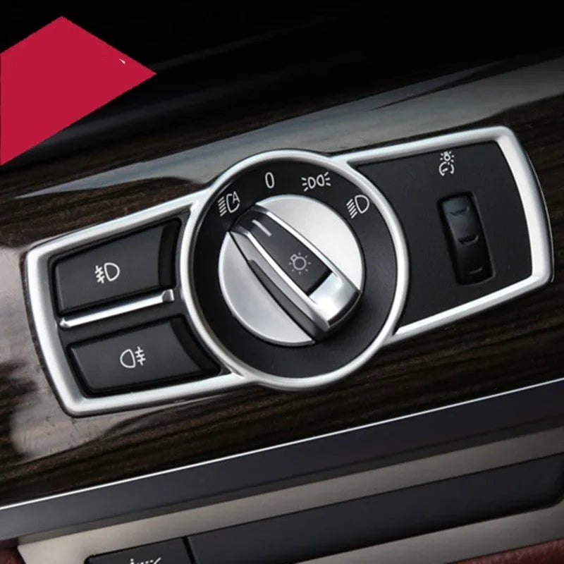 Silver ABS decorative trim sticker for BMW headlight switch frame on 5 Series 7 Series X3 X4 dashboard