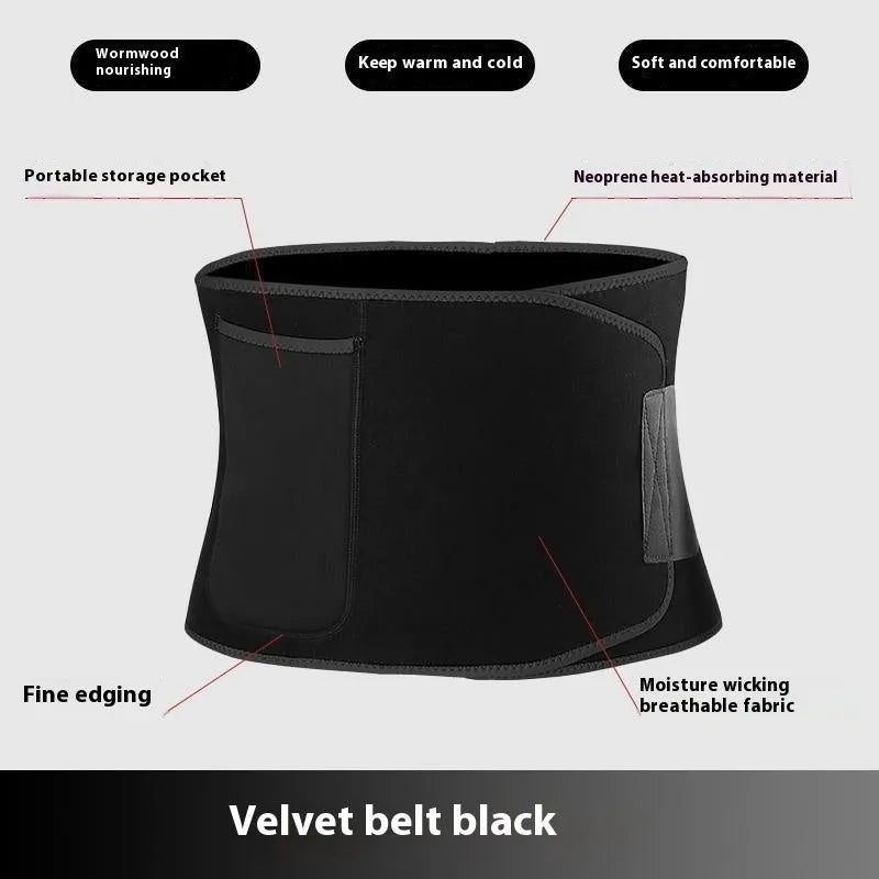Black adjustable neoprene waist abdominal belt for adult fitness and yoga