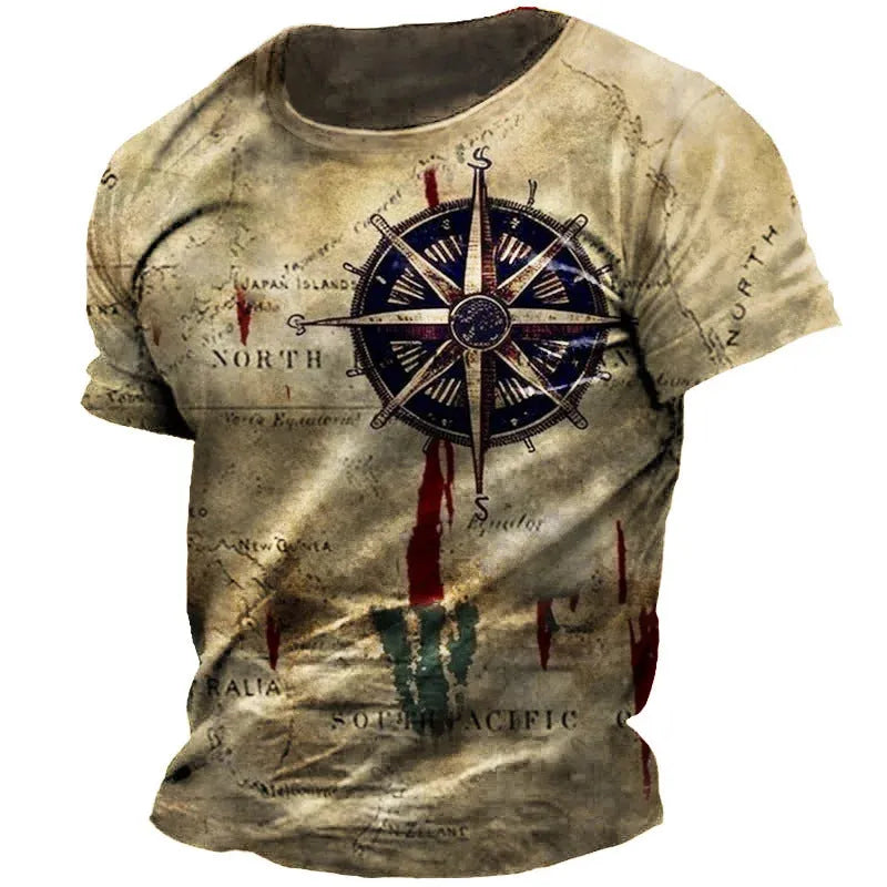 Men's loose fit short sleeve round neck T-shirt with letter print in street fashion style