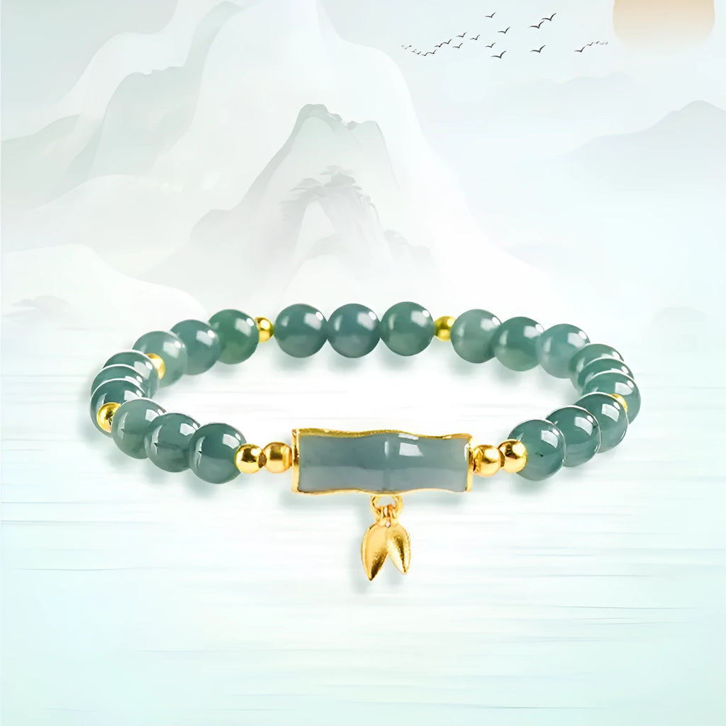 Women's blue water jade and S925 silver high-rise cargo bracelet with adjustable sizing