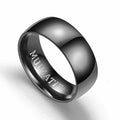 Black titanium steel ring with simple U shape, unisex stainless steel band, sizes 6 to 13