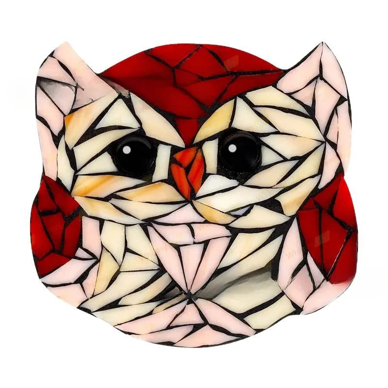 Modern art owl glass mosaic suit decorative ornament in multicolour as shown
