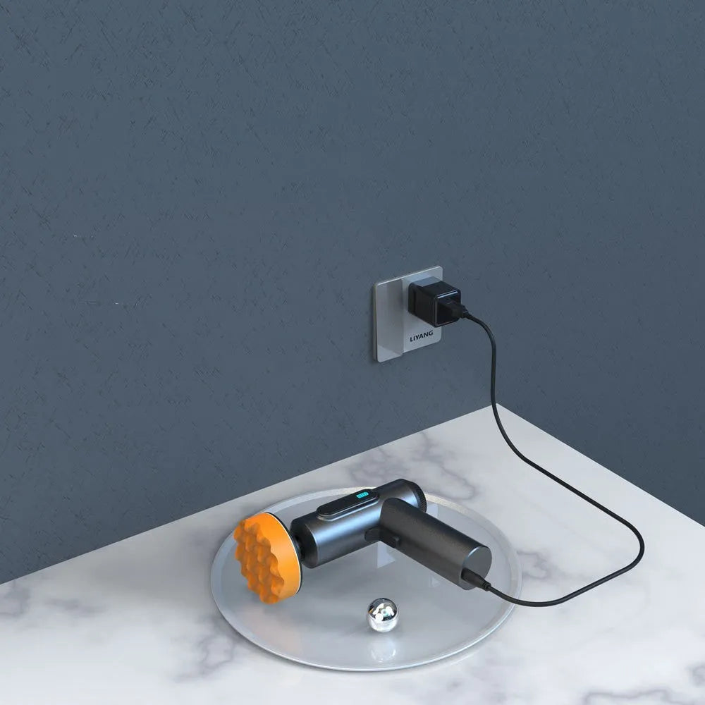 Cordless electric waxing and polishing machine with a white ABS body and a grey polishing disc.