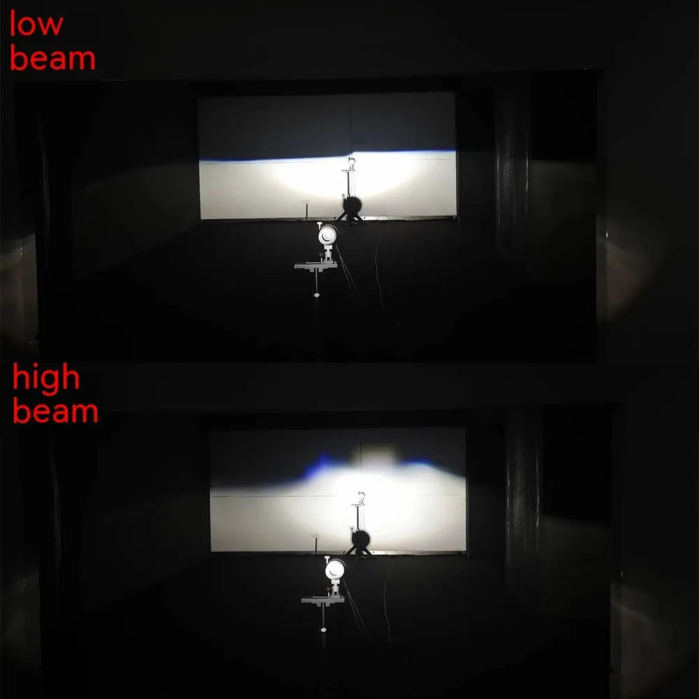 Black motorcycle LED headlight unit showing dimensions of 267mm width by 172mm depth