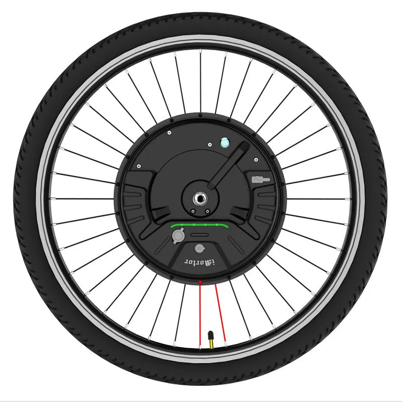 Yunzhilun electric bicycle conversion kit for 26-inch wheels showing hub motor, lithium battery, and charger.