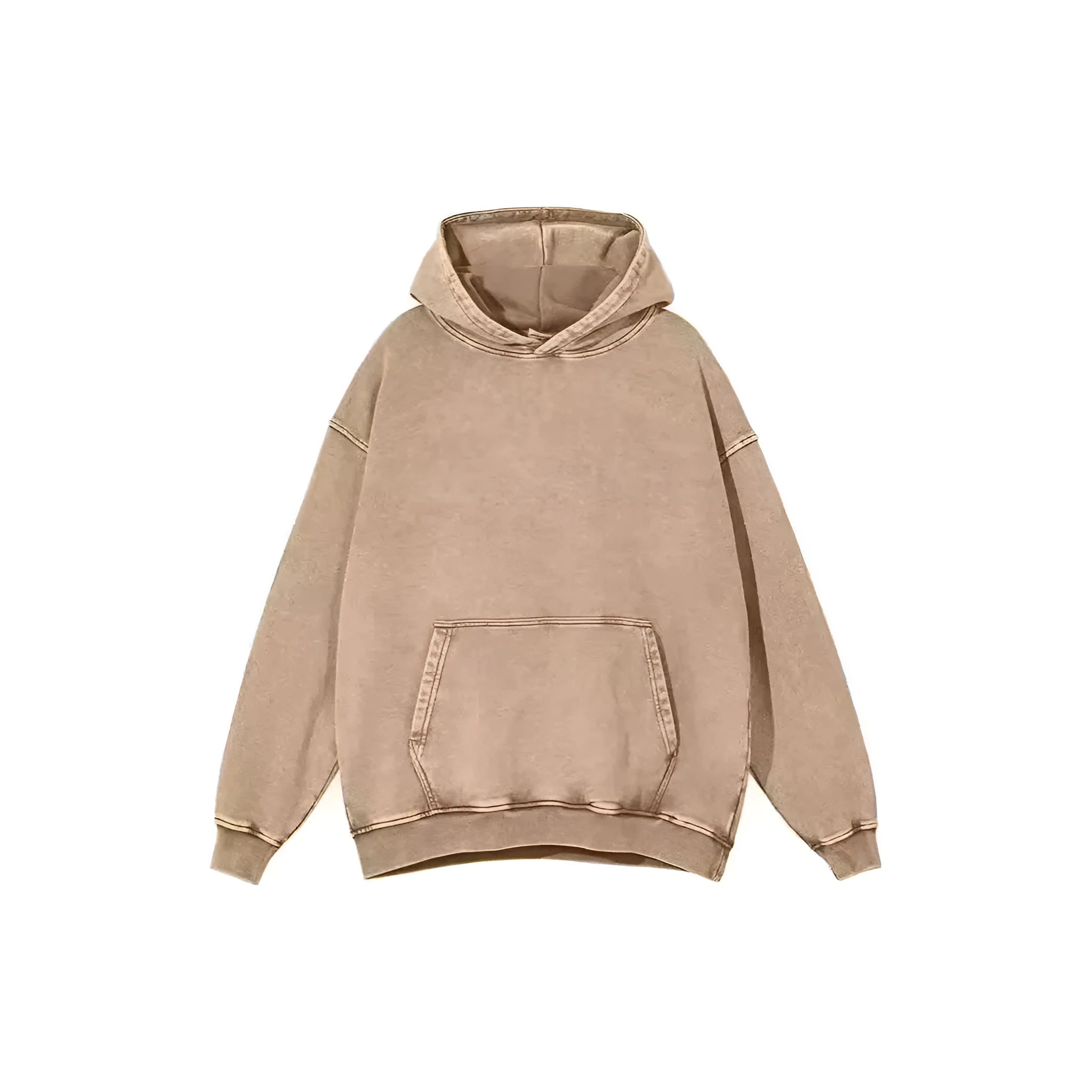 Men's retro washed cotton hoodie in loose fit with collarless design and batik finish
